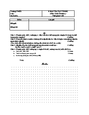 Kiểm tra tập trung môn Toán (hình học) 9